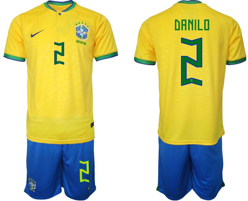 Men 2022 World Cup National Team Brazil home yellow #2 Soccer Jerseys
